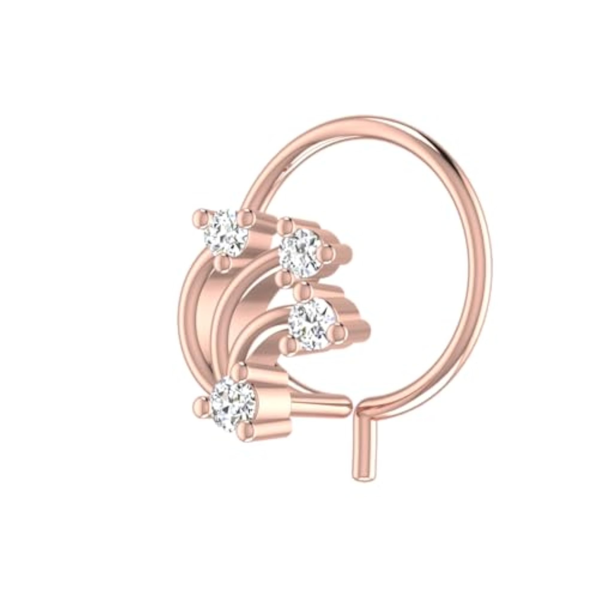 9K BIS Hallmarked Rose Gold Stud Nosering, Elegant
